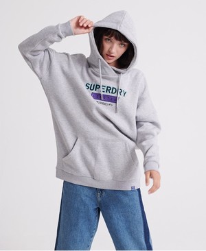 Superdry Nineties Applique Női Kapucnis Pulóver Szürke | USBLH9176